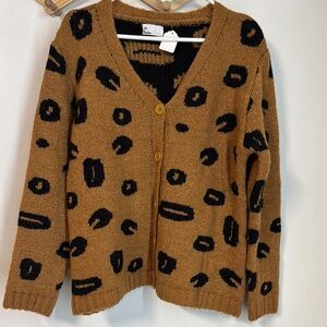 Leopard Print Brown and Black Cardigan Sweater